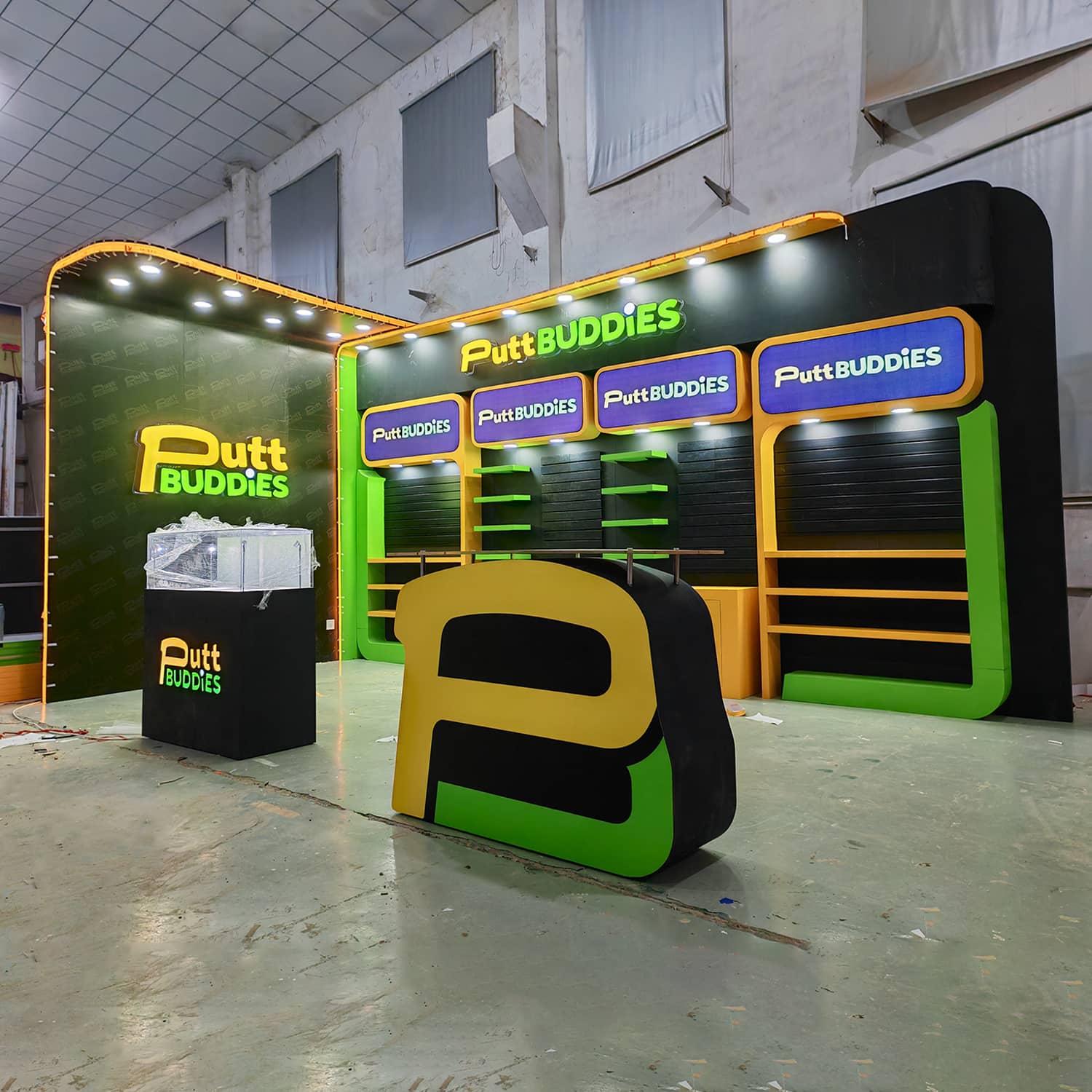 Quick-assembly Stand for PGA Exposition Brand Presentation Portable Golf Equipment Showcase Stand