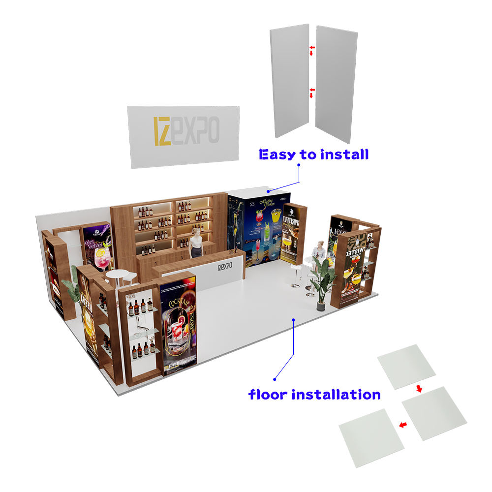 Custom Modular Booth with Display Counter for Wine & Spirit Trade Shows