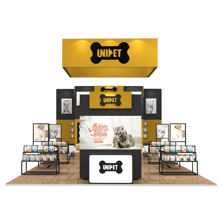 Easy-Build 20x40ft Custom Wooden Booth with Heavy-Duty Shelving for Pet Supplies Expo